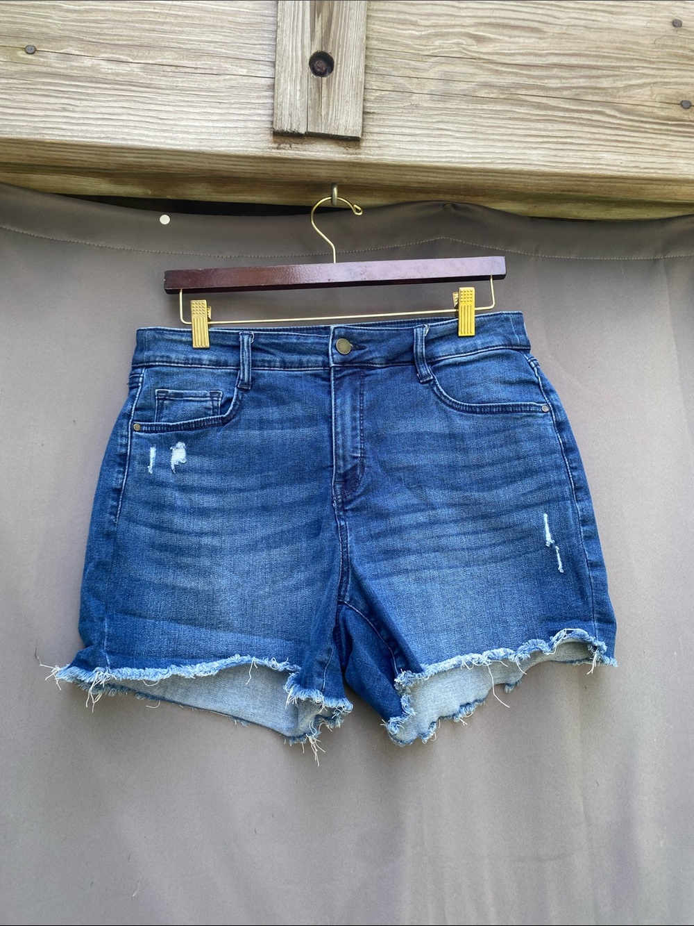 Nine West Dark Blue Distressed Denim Cutoff Shorts